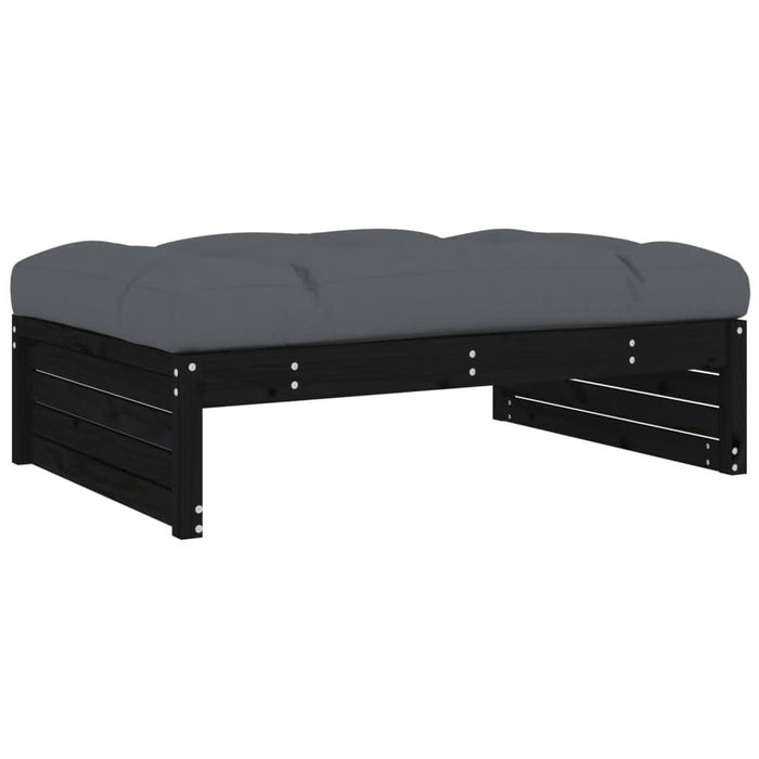 Set mobilier de grădină cu perne, 2 piese, negru, lemn masiv - WALTI WALTI