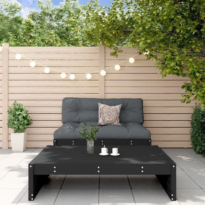 Set mobilier de grădină cu perne, 2 piese, negru, lemn masiv - WALTI WALTI