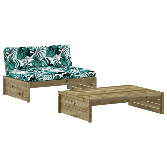 Set mobilier de grădină cu perne, 2 piese, lemn de pin tratat - WALTI WALTI