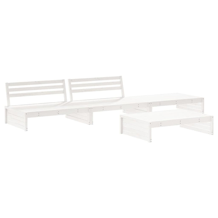 Set mobilier de grădină cu perne, 4 piese, alb, lemn masiv - WALTI WALTI