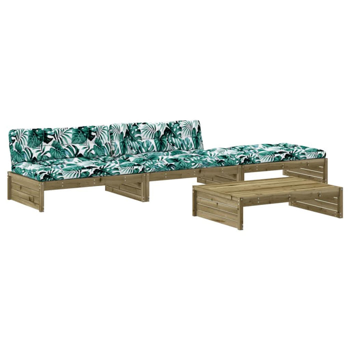 Set mobilier de grădină cu perne, 4 piese, lemn de pin tratat - WALTI WALTI