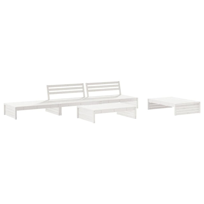 Set mobilier de grădină cu perne, 5 piese, alb, lemn masiv - WALTI WALTI