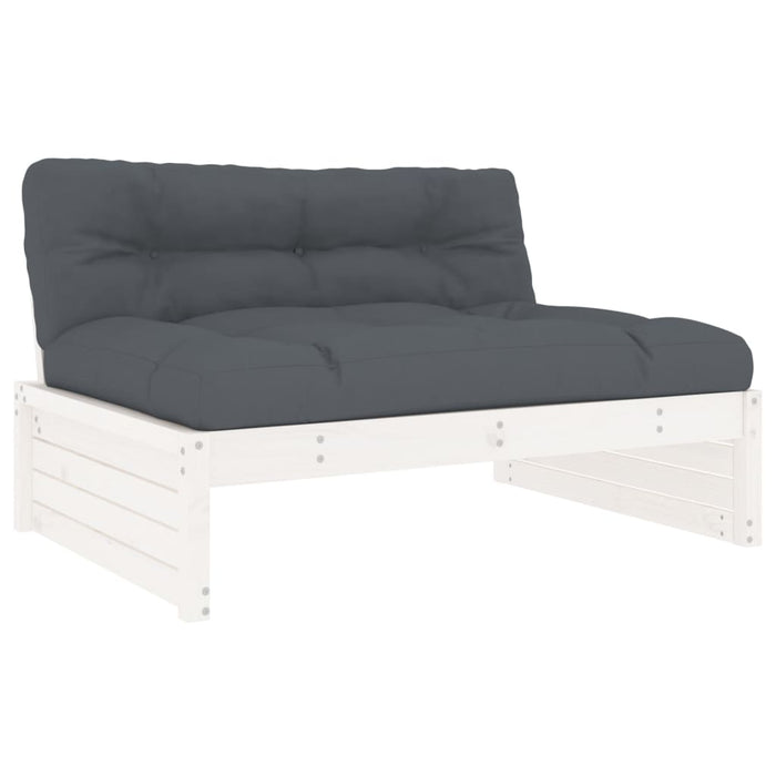 Set mobilier de grădină cu perne, 5 piese, alb, lemn masiv - WALTI WALTI