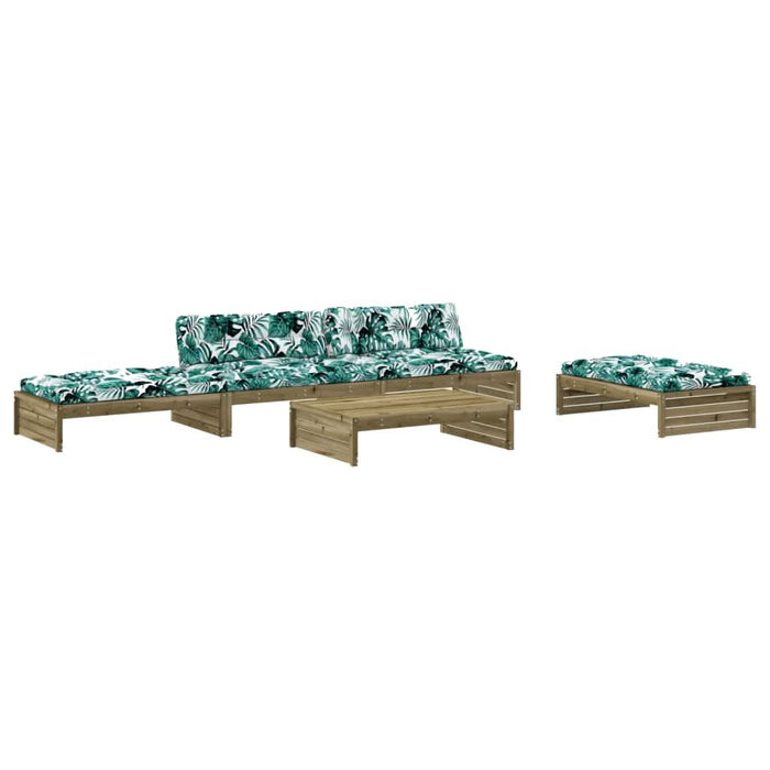 Set mobilier de grădină cu perne, 5 piese, lemn de pin tratat - WALTI WALTI