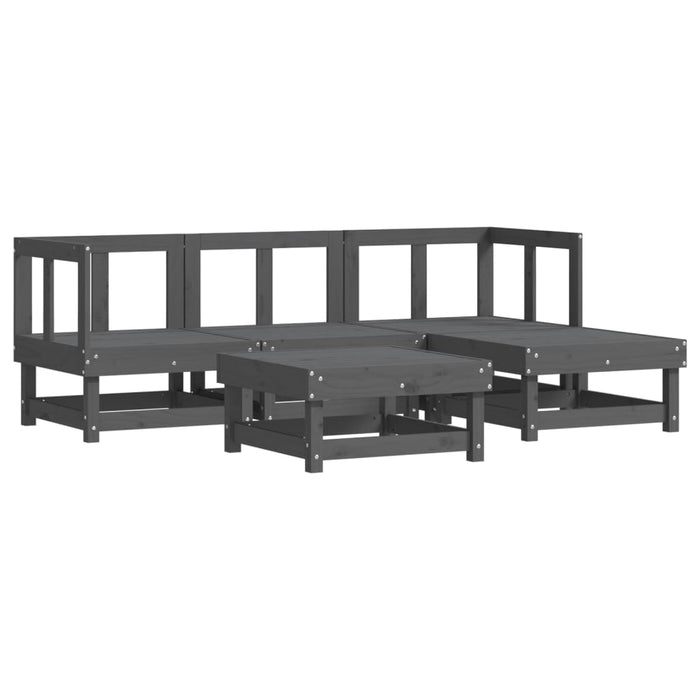 Set mobilier relaxare de grădină 5 piese gri lemn masiv de pin WALTI