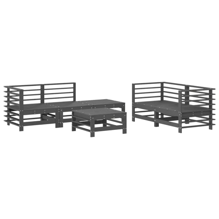 Set mobilier relexare de grădină, 6 piese, gri, lemn masiv pin WALTI