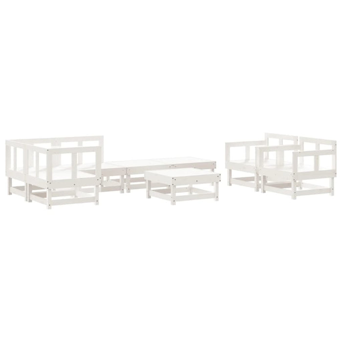 Set mobilier relaxare grădină, 8 piese, alb, lemn masiv de pin - WALTI WALTI