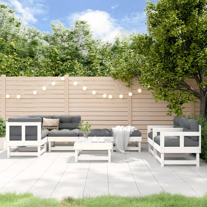 Set mobilier relaxare grădină, 8 piese, alb, lemn masiv de pin - WALTI WALTI