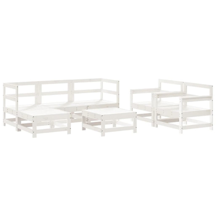Set mobilier de grădină, 7 piese, alb, lemn masiv de pin - WALTI WALTI