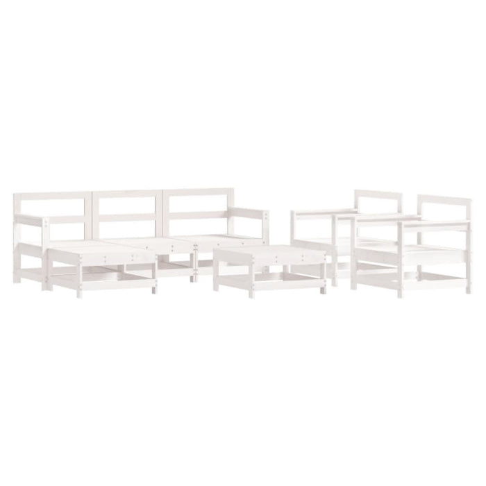 Set mobilier de grădină, 7 piese, alb, lemn masiv de pin - WALTI WALTI