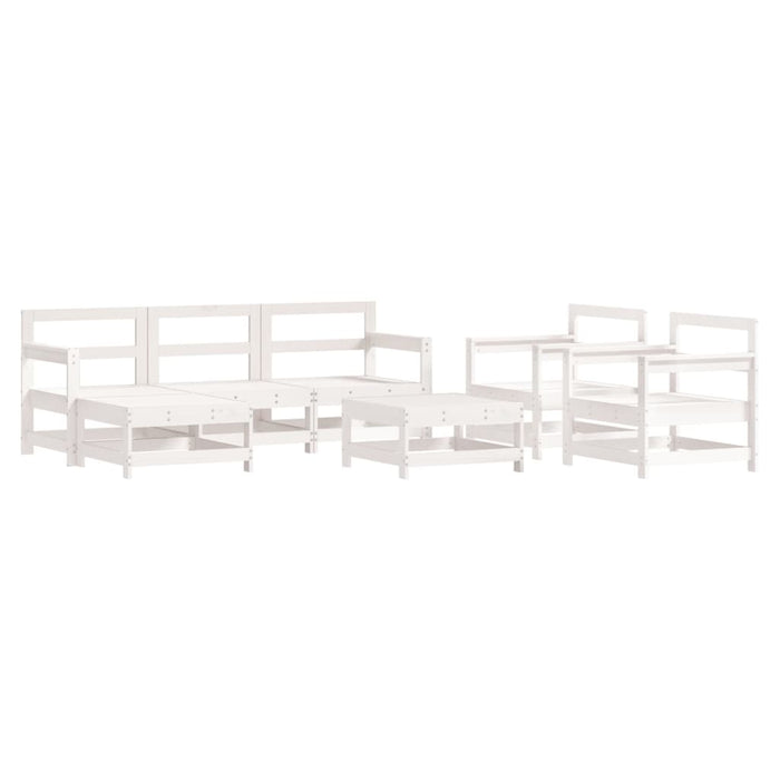 Set mobilier de grădină, 7 piese, alb, lemn masiv de pin WALTI