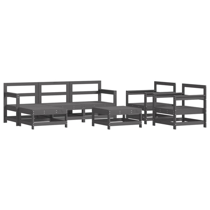 Set mobilier de grădină, 7 piese, gri, lemn masiv de pin WALTI