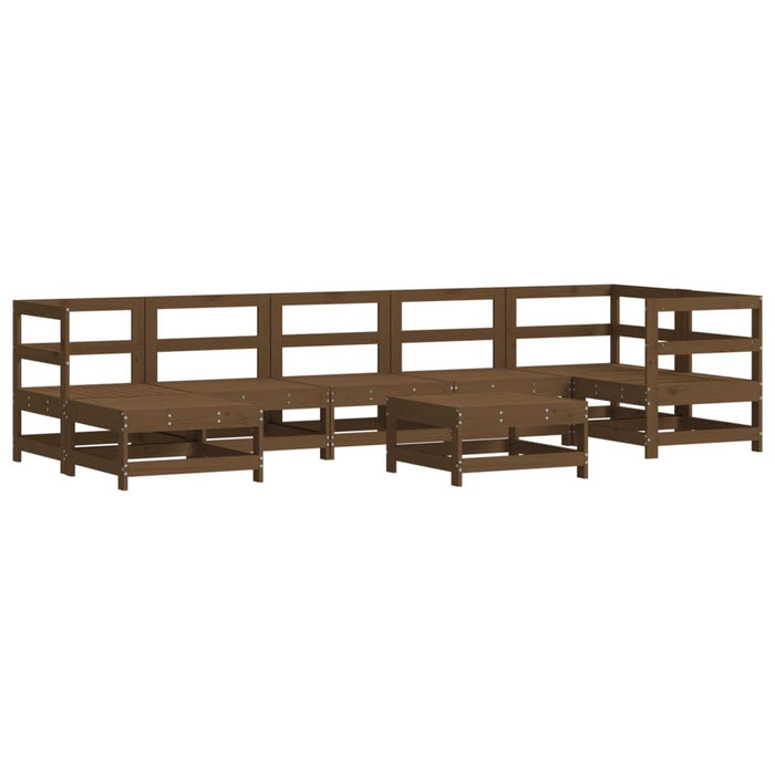Set mobilier grădină, 8 piese, maro miere, lemn masiv de pin WALTI