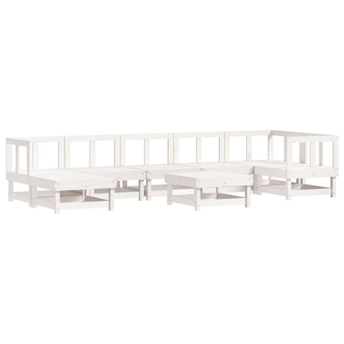 Set mobilier relaxare grădină, 8 piese, alb, lemn masiv de pin - WALTI WALTI
