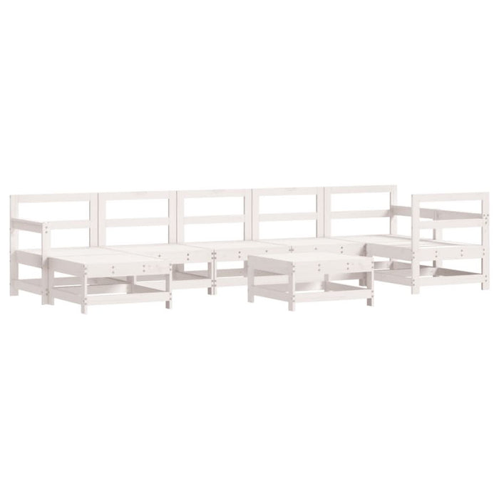 Set mobilier relaxare grădină, 8 piese, alb, lemn masiv de pin - WALTI WALTI