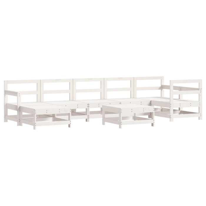 Set mobilier relaxare grădină, 8 piese, alb, lemn masiv de pin WALTI