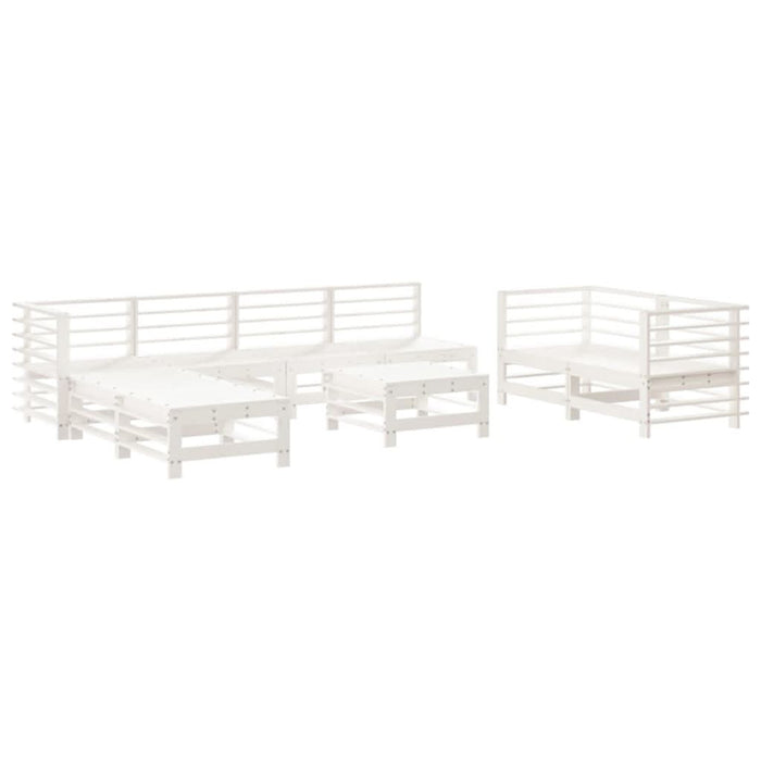 Set mobilier de grădină, 9 piese, alb, lemn masiv pin - WALTI WALTI
