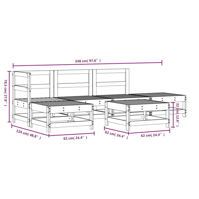 Set mobilier de grădină, 6 piese, alb, lemn masiv pin - WALTI WALTI
