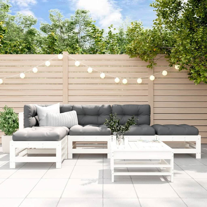 Set mobilier de grădină, 6 piese, alb, lemn masiv pin - WALTI WALTI