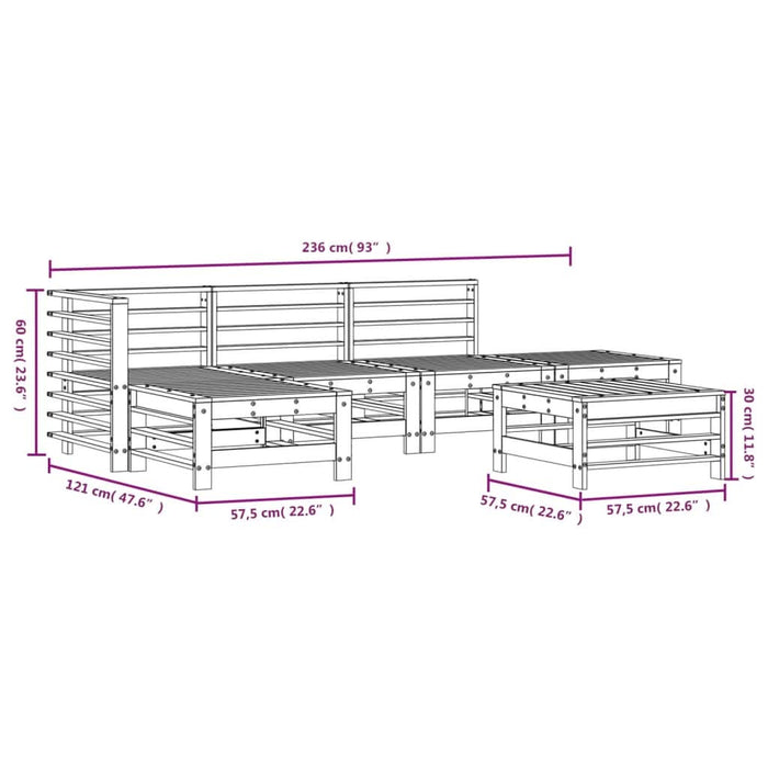 Set mobilier relexare de grădină, 6 piese, lemn masiv de pin - WALTI WALTI