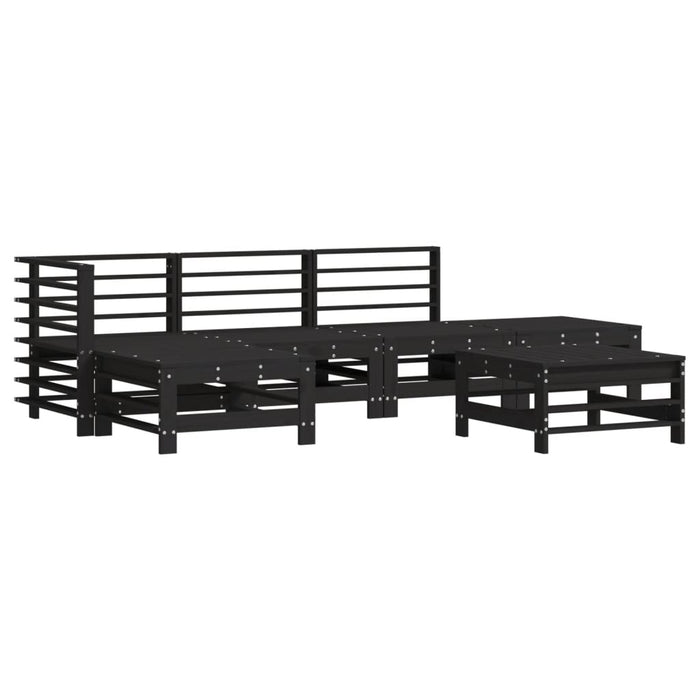 Set mobilier relexare grădină, 6 piese, negru, lemn masiv pin WALTI