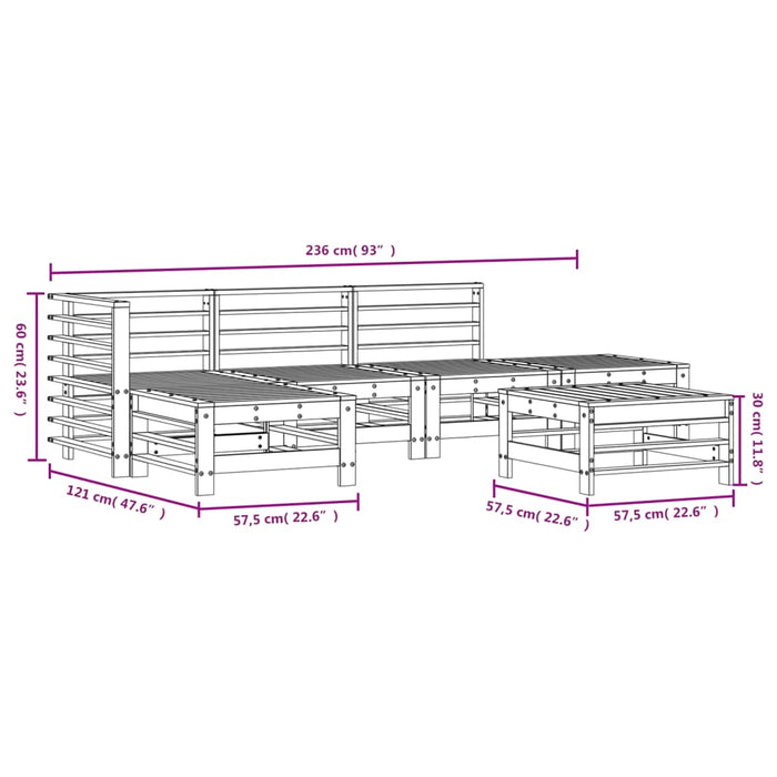 Set mobilier relexare grădină, 6 piese, negru, lemn masiv pin WALTI