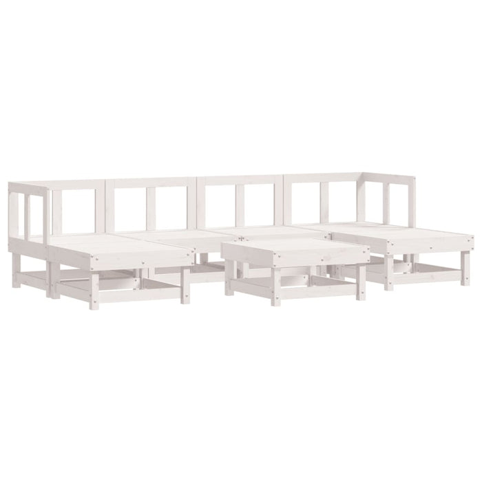 Set mobilier de grădină, 7 piese, alb, lemn masiv de pin WALTI