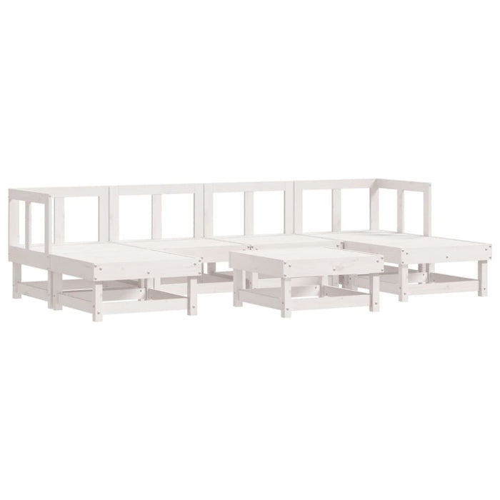 Set mobilier de grădină, 7 piese, alb, lemn masiv de pin - WALTI WALTI
