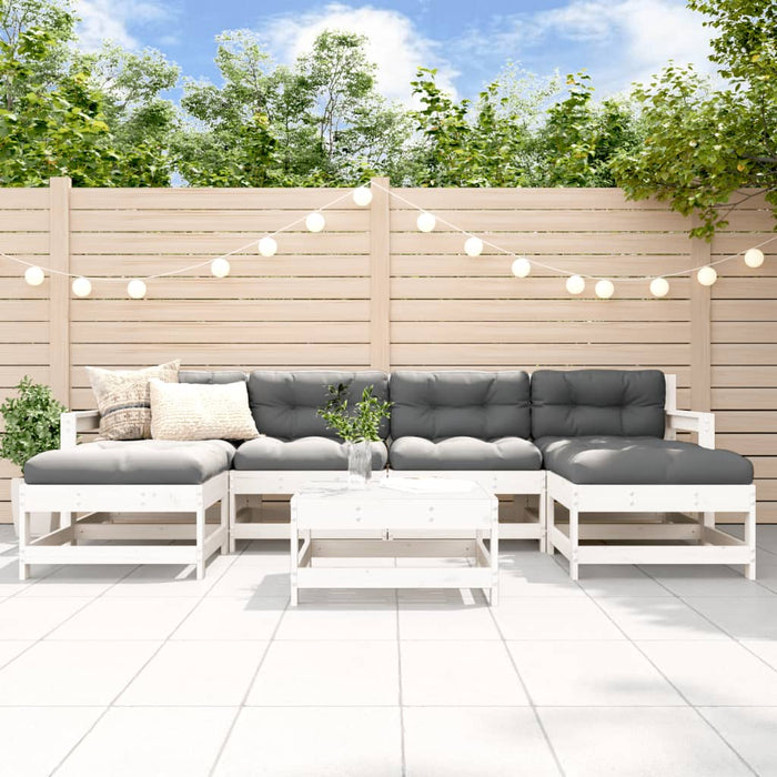 Set mobilier de grădină, 7 piese, alb, lemn masiv de pin WALTI