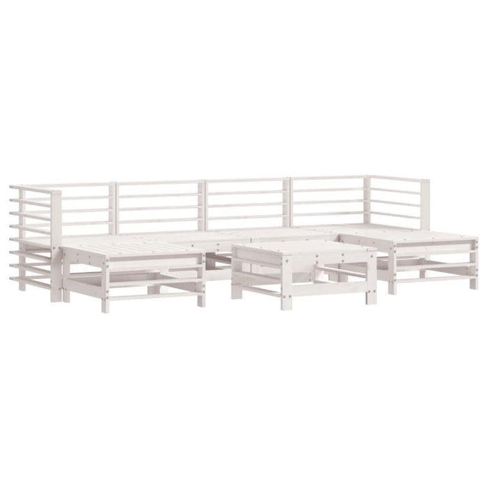 Set mobilier de grădină, 7 piese, alb, lemn masiv de pin - WALTI WALTI