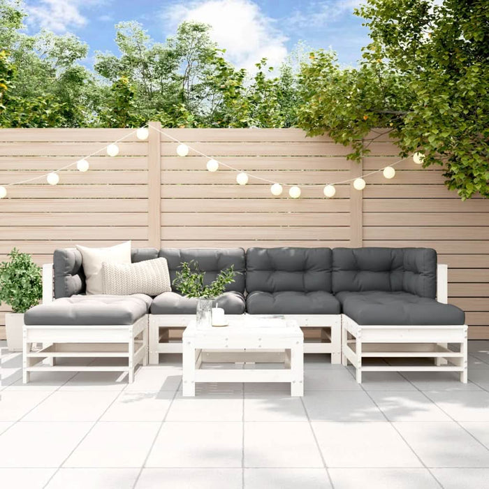 Set mobilier de grădină, 7 piese, alb, lemn masiv de pin - WALTI WALTI