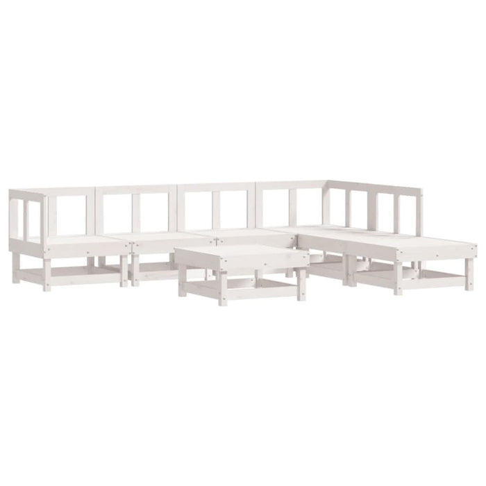 Set mobilier de grădină, 7 piese, alb, lemn masiv de pin - WALTI WALTI