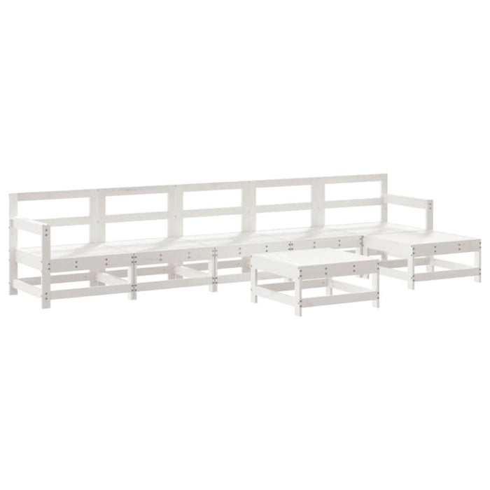 Set mobilier de grădină, 7 piese, alb, lemn masiv de pin - WALTI WALTI