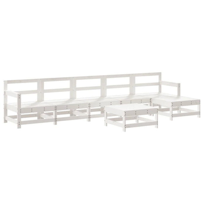 Set mobilier de grădină, 7 piese, alb, lemn masiv de pin WALTI