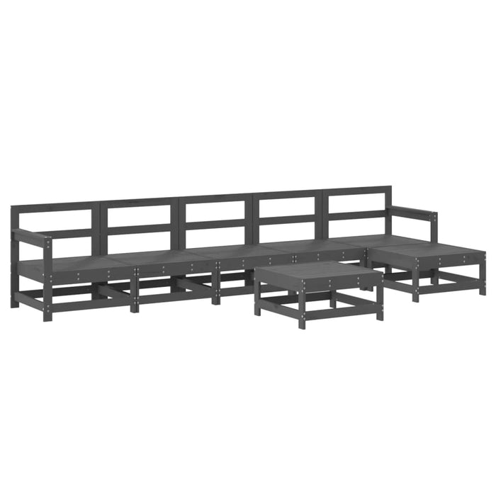 Set mobilier de grădină, 7 piese, gri, lemn masiv de pin WALTI