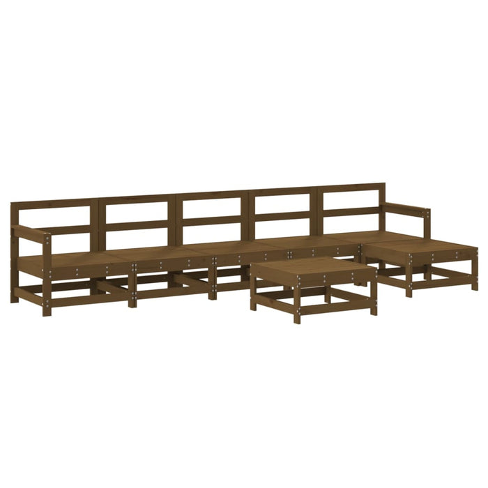 Set mobilier de grădină, 7 piese, maro miere, lemn masiv de pin WALTI