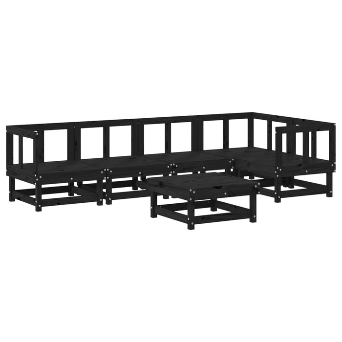 Set mobilier relexare grădină, 6 piese, negru, lemn masiv pin WALTI