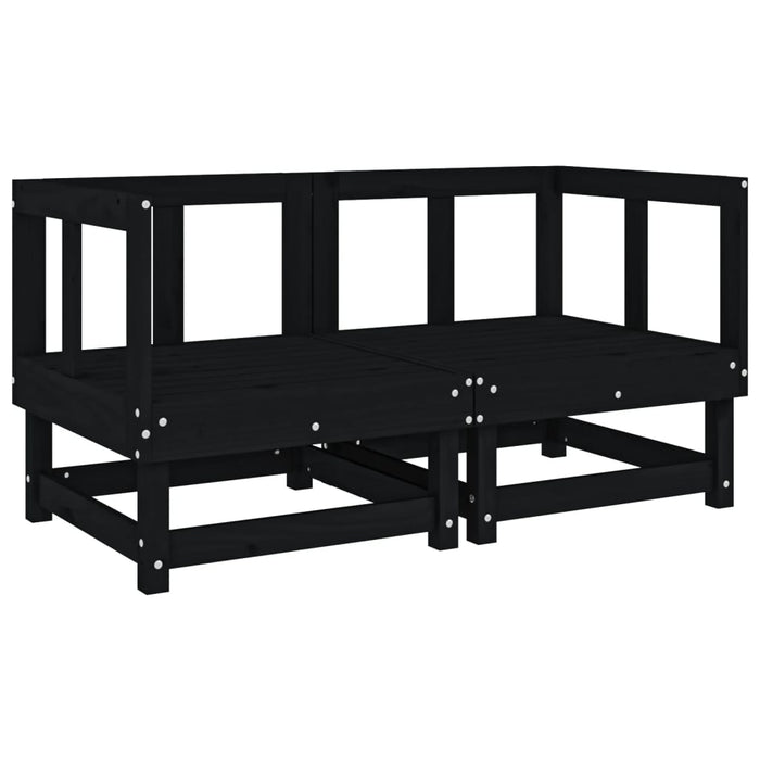 Set mobilier relexare grădină, 6 piese, negru, lemn masiv pin WALTI