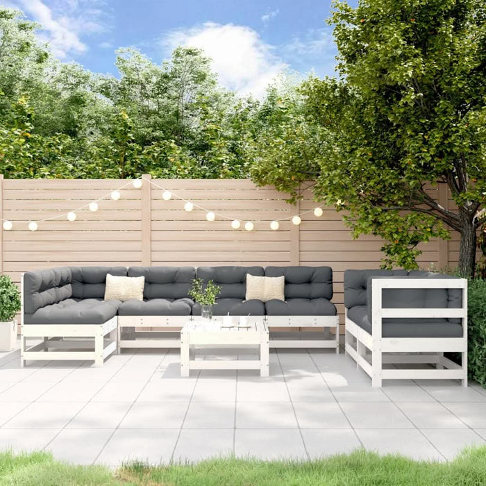 Set mobilier relaxare grădină, 8 piese, alb, lemn masiv de pin - WALTI WALTI