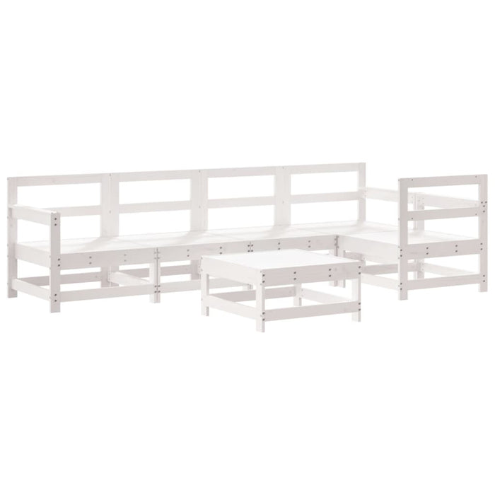 Set mobilier de grădină, 6 piese, alb, lemn masiv pin WALTI
