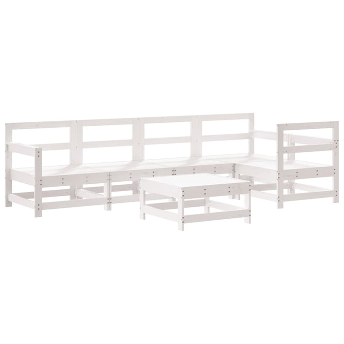 Set mobilier de grădină cu perne, 6 piese, alb, lemn masiv pin WALTI