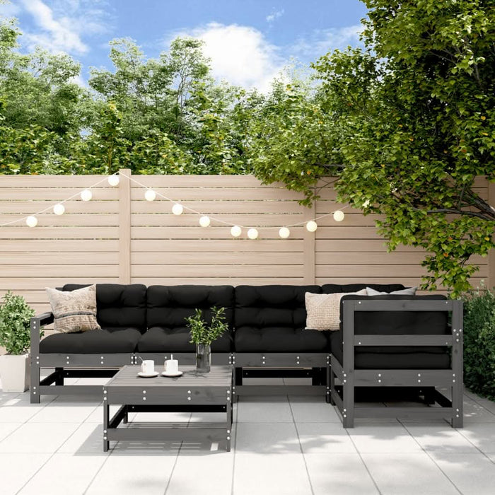 Set mobilier relexare de grădină, 6 piese, gri, lemn masiv pin - WALTI WALTI