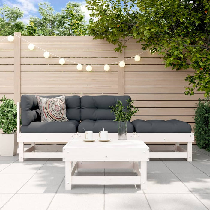 Set mobilier relaxare de grădină, 4 piese, alb, lemn masiv pin - WALTI WALTI