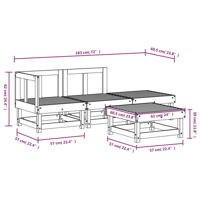Set mobilier relaxare grădină, 4 piese, lemn masiv Douglas - WALTI WALTI