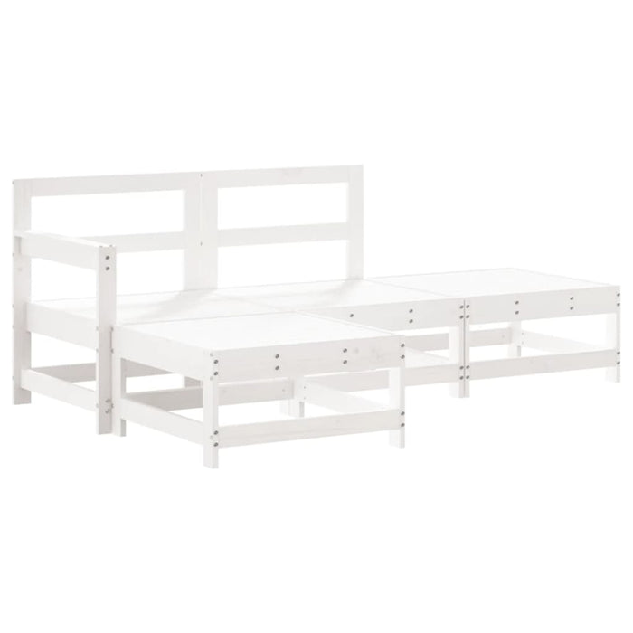 Set mobilier relaxare de grădină, 4 piese, alb, lemn masiv pin - WALTI WALTI