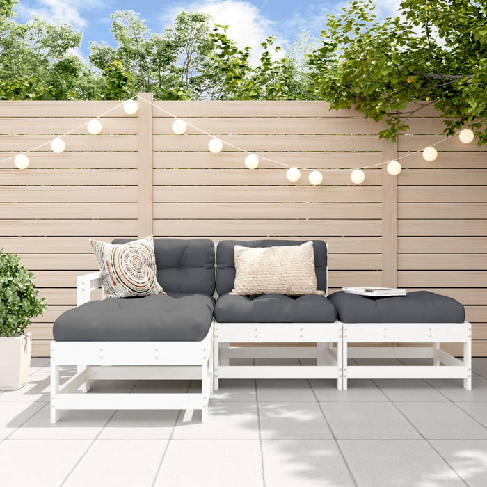 Set mobilier relaxare de grădină, 4 piese, alb, lemn masiv pin - WALTI WALTI