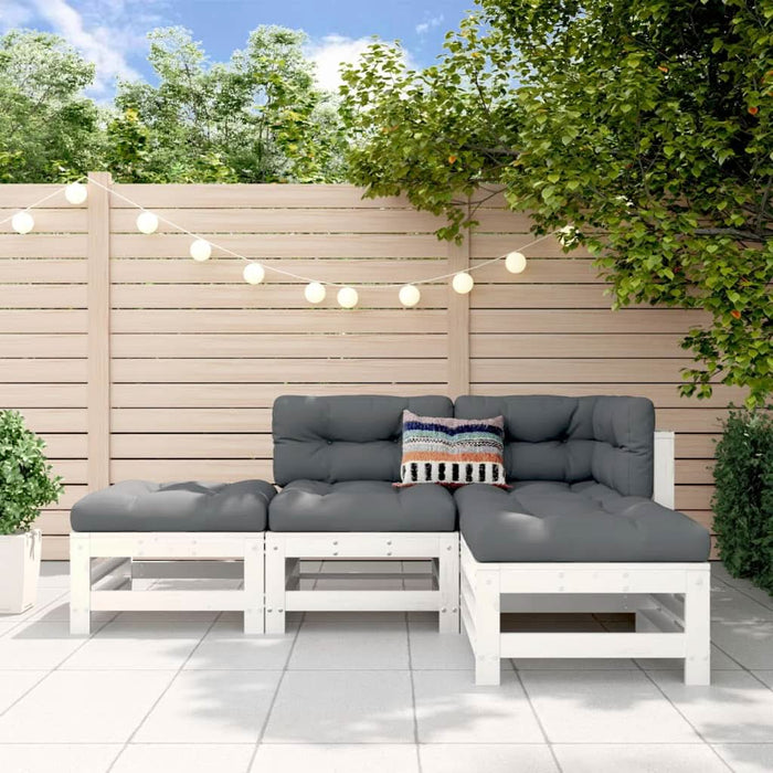 Set mobilier relaxare de grădină, 4 piese, alb, lemn masiv pin - WALTI WALTI