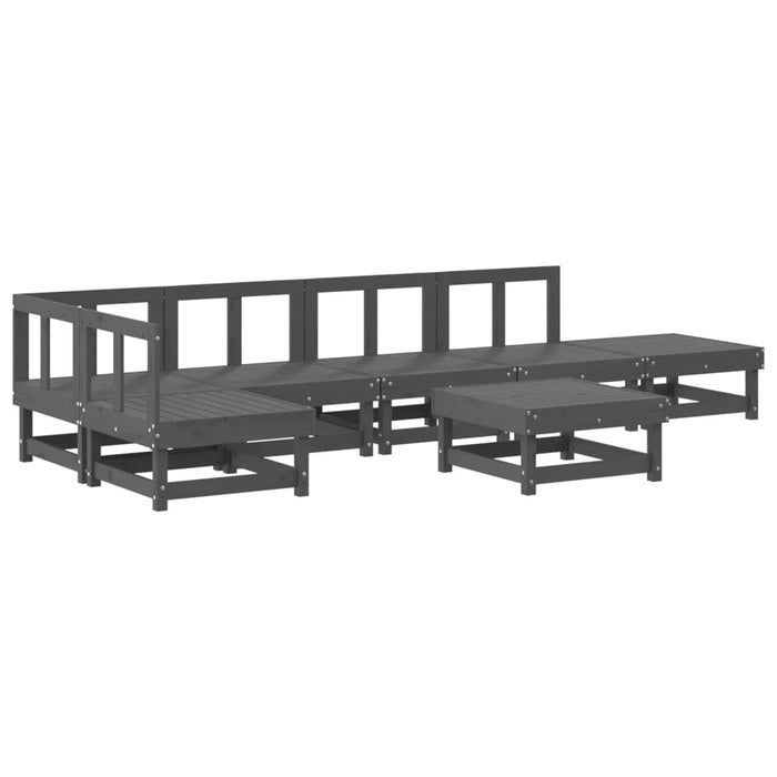 Set mobilier de grădină, 7 piese, gri, lemn masiv de pin WALTI