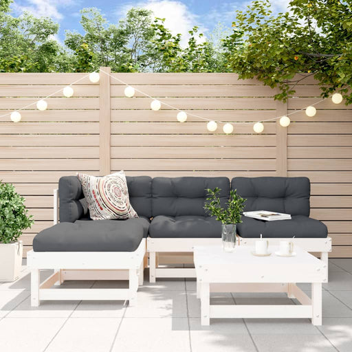 Set mobilier relaxare de grădină 5 piese alb lemn masiv de pin - WALTI WALTI
