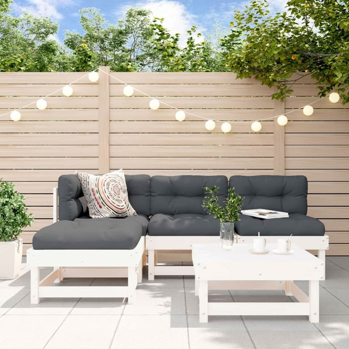 Set mobilier relaxare de grădină 5 piese alb lemn masiv de pin - WALTI WALTI